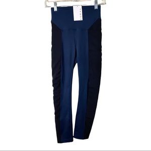 Koral Blue Black Side Mesh Cropped Leggings (XS)